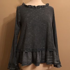 Altar’d State blue design long sleeve peplum tee